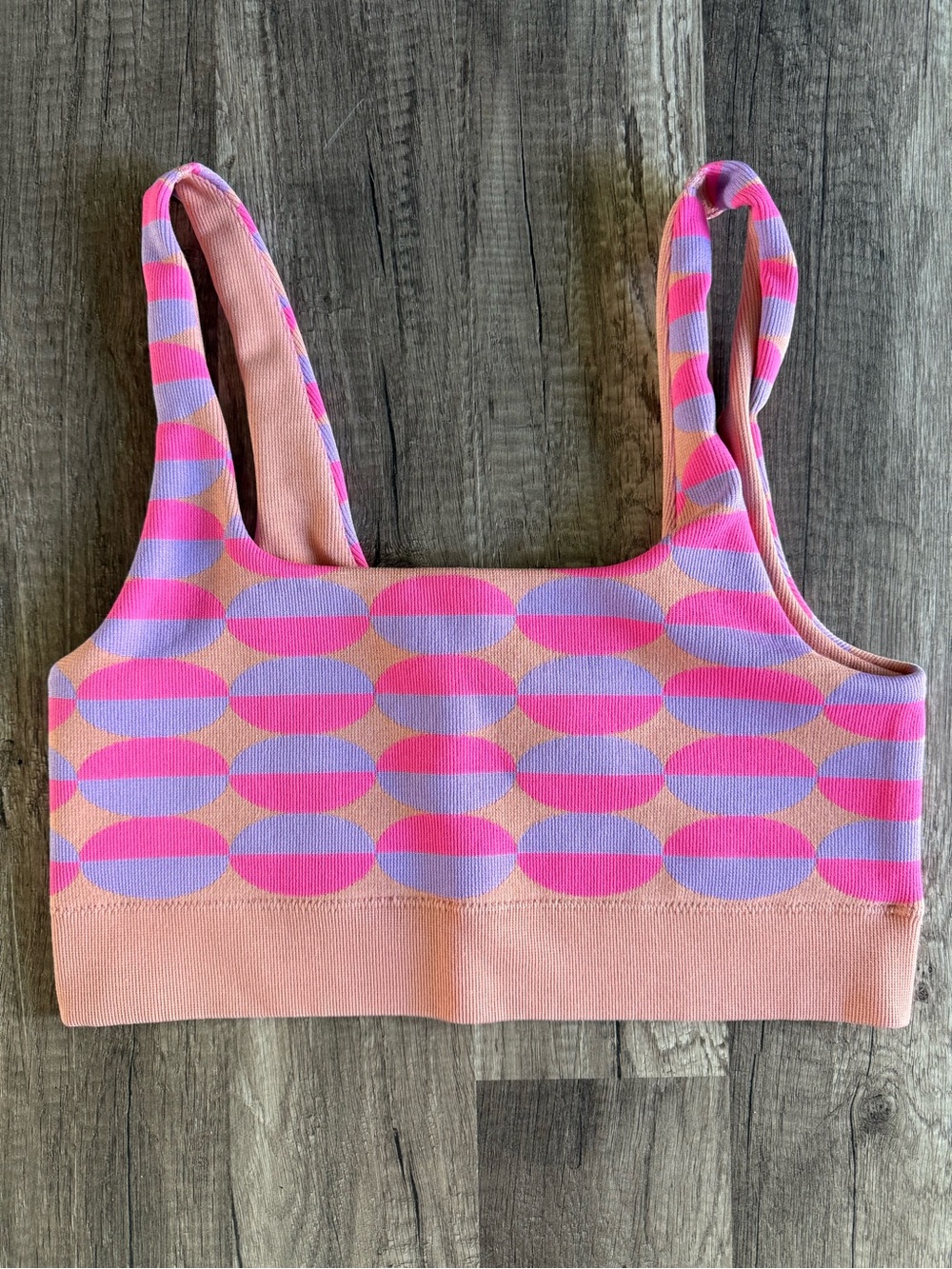 Fabletics Sports Bra Pink Dottie Geo Seamless Bra Low Impact Size Medium